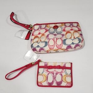 Coach Pink Signature Wristlet and Card Case Set